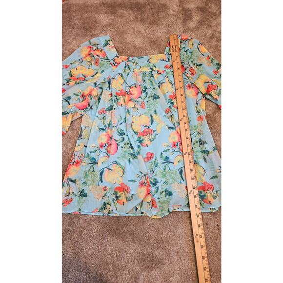 Lauren Conrad Size Small S Blouse Summer Time Boho Beach Floral Tunic Top Shirt - Picture 7 of 9